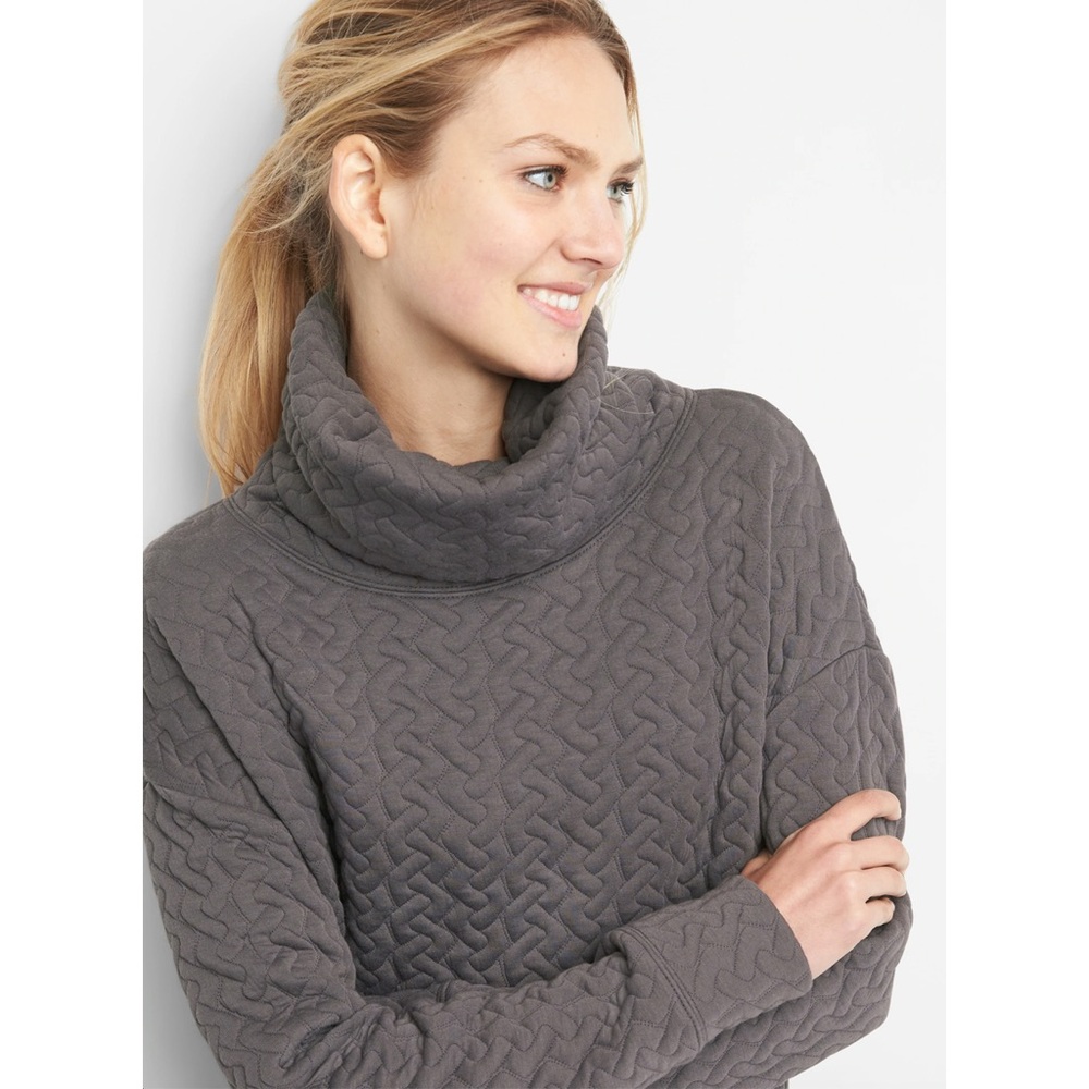 GapFit Jacquard Knit Funnel-Neck Pullover Sweatshirt